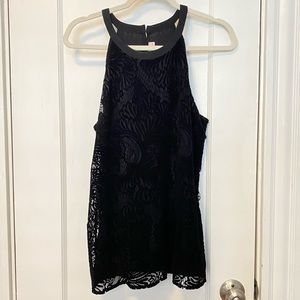 Loft large petite velvet lace tank top